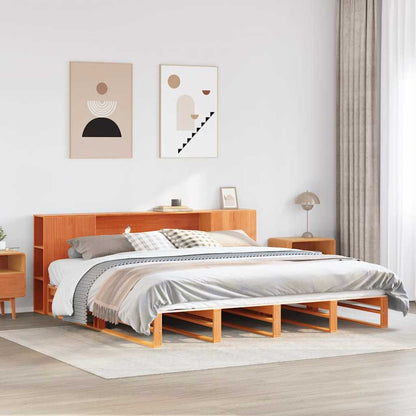 Bookcase Bed without Mattress Solid Wood Wax brown 200 cm 200 cm