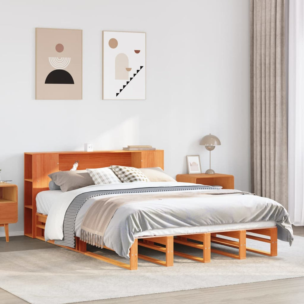 vidaXL Bookcase Bed without Mattress Solid Wood