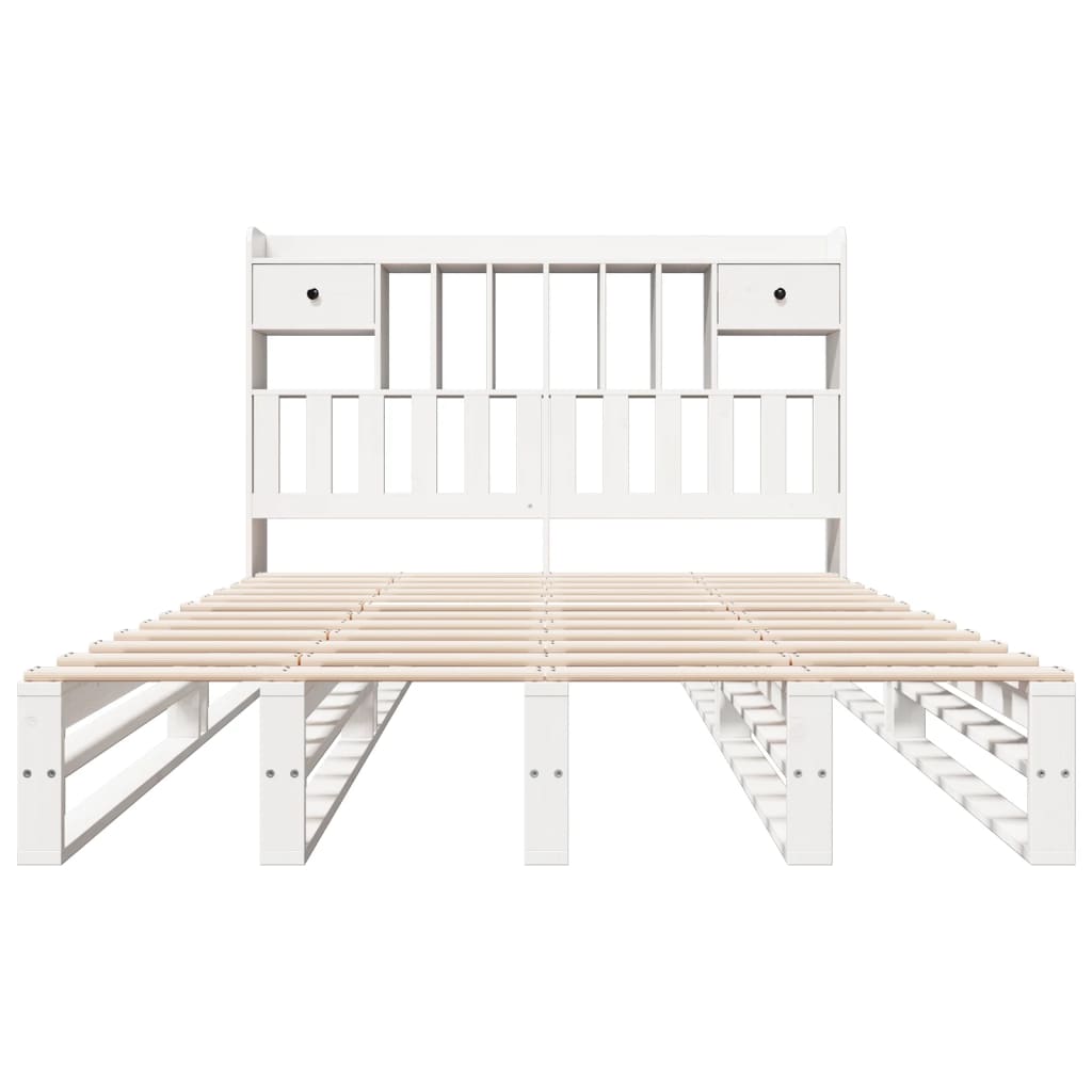 Bookcase Bed without Mattress Solid Wood Pine White 140 cm 200 cm