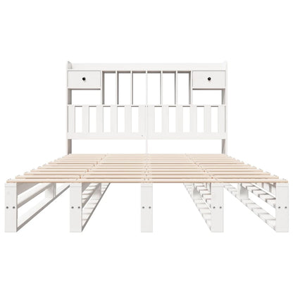 Bookcase Bed without Mattress Solid Wood Pine White 140 cm 200 cm