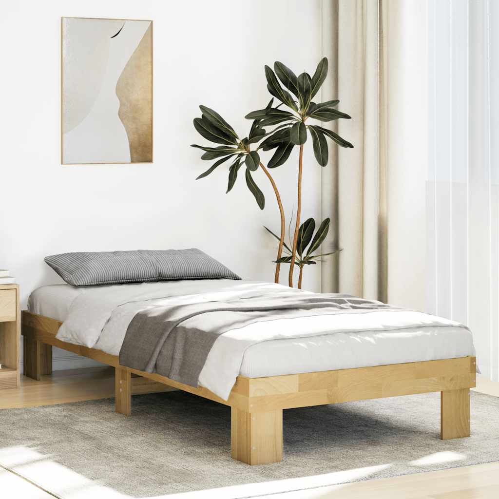 Bed Frame without Mattress Solid Wood Oak 75 cm