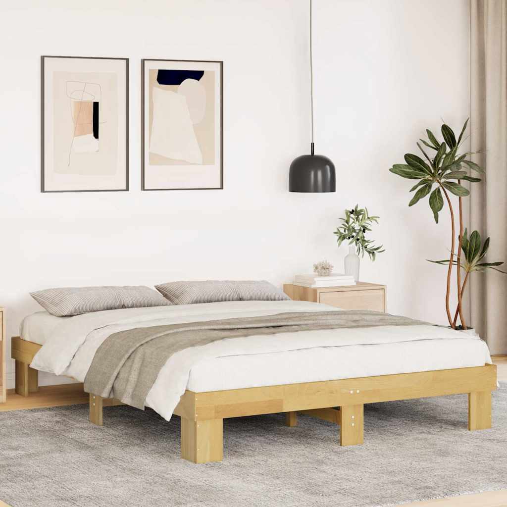 Bed Frame without Mattress Solid Wood Oak 135 cm