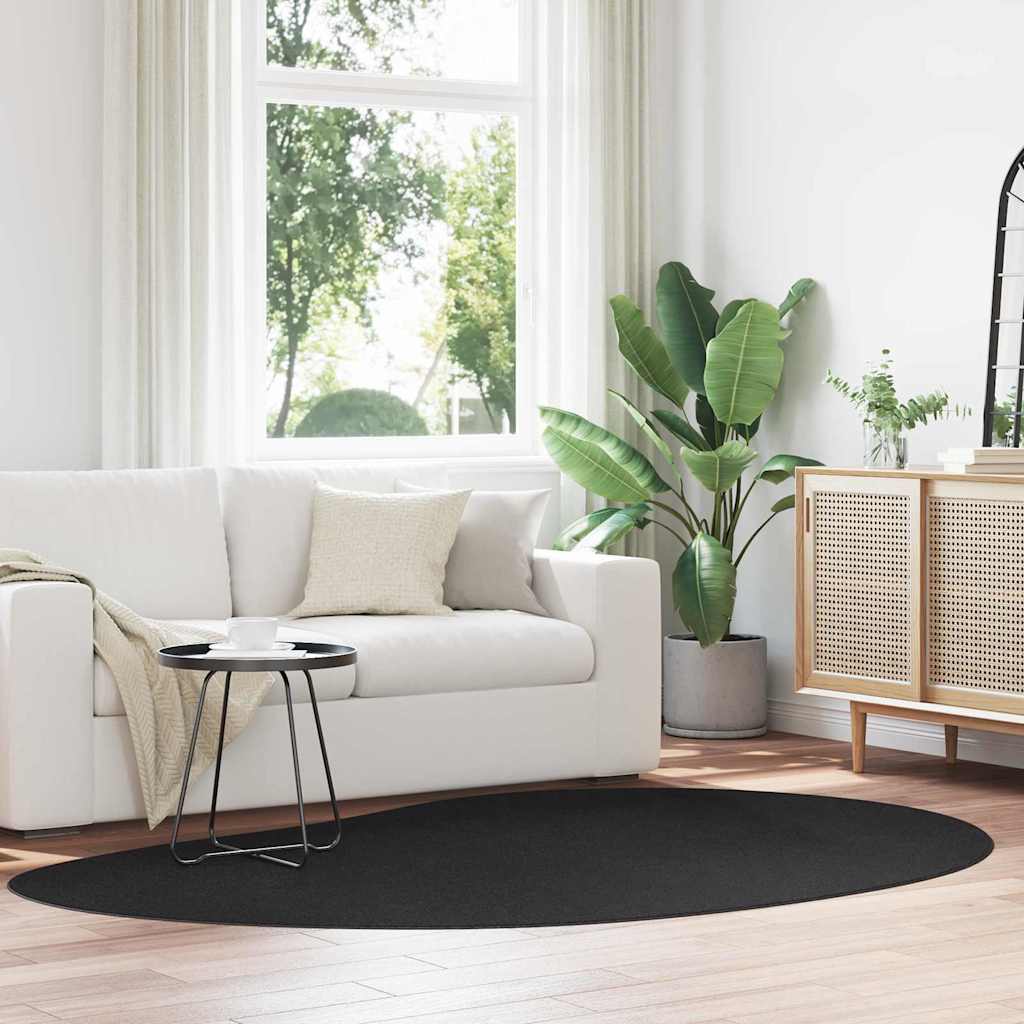 Carpet HUARTE 160 x 230 cm Polyester Oval-raindrop Black
