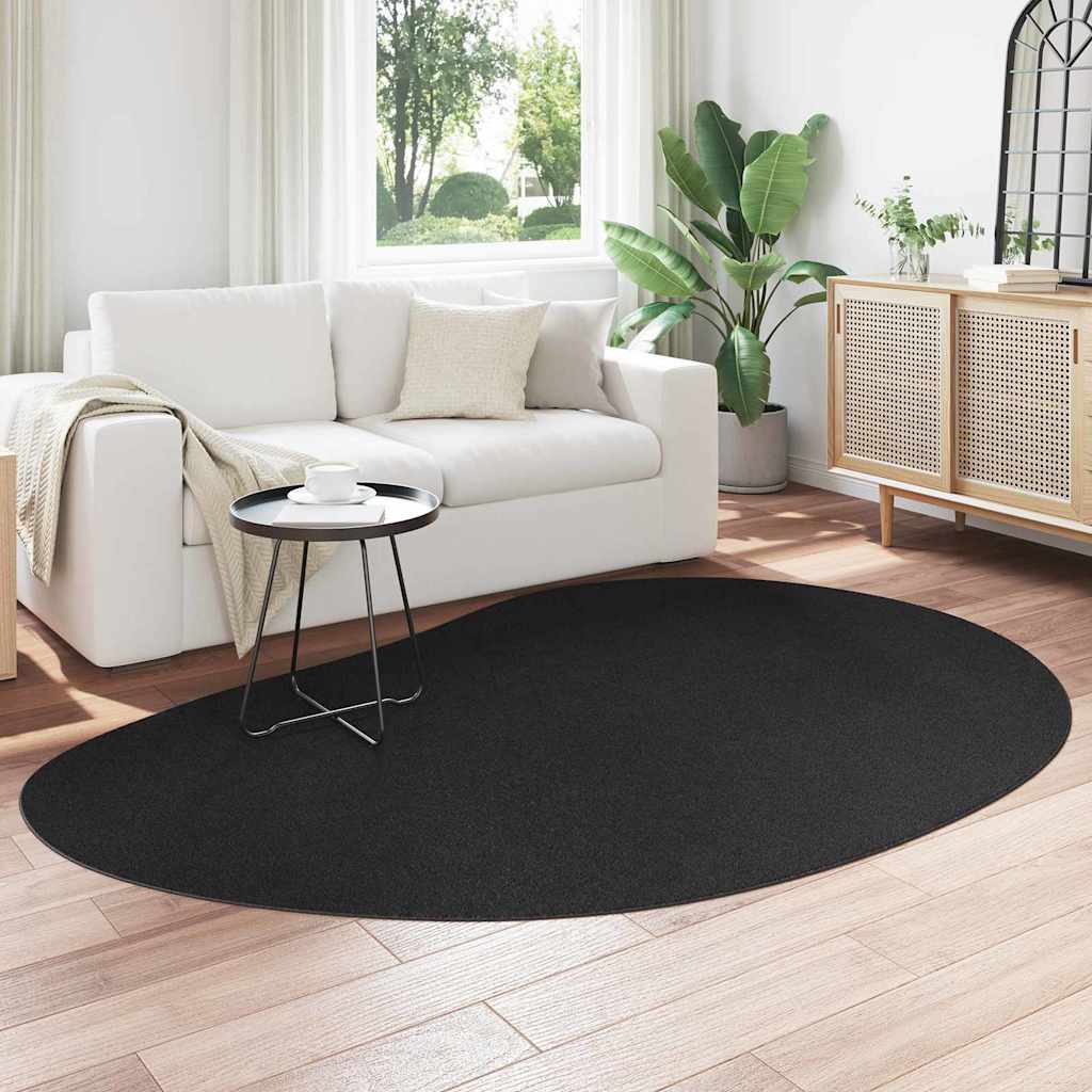 Carpet HUARTE 160 x 230 cm Polyester Oval-raindrop Black