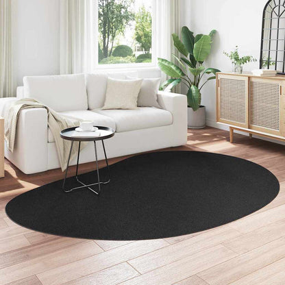 Carpet HUARTE 160 x 230 cm Polyester Oval-raindrop Black