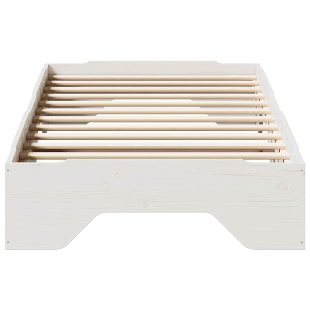 Bed Frame No Mattress Stackable Solid Wood White 90 cm
