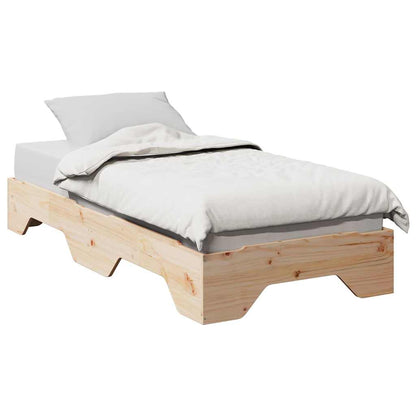 Bed Frame No Mattress Stackable Solid Wood Natural 75 cm