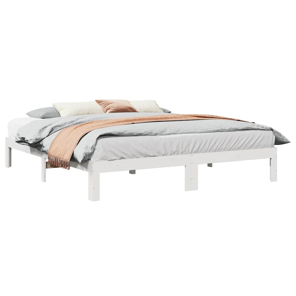 Bed Frame without Mattress Solid Wood Pine White 160 x 200 cm