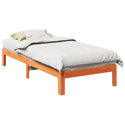 Bed Frame without Mattress Solid Wood Pine Wax brown 90 x 200 cm