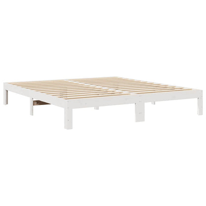 Bed Frame without Mattress Solid Wood Pine White 180 x 200 cm