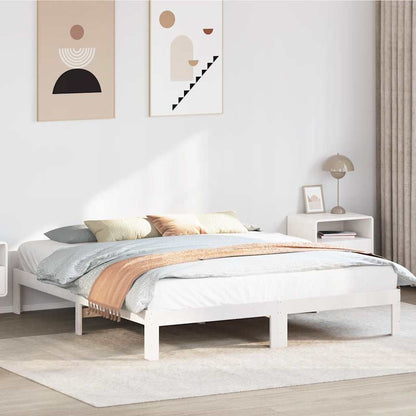 Bed Frame without Mattress Solid Wood Pine White 180 x 200 cm