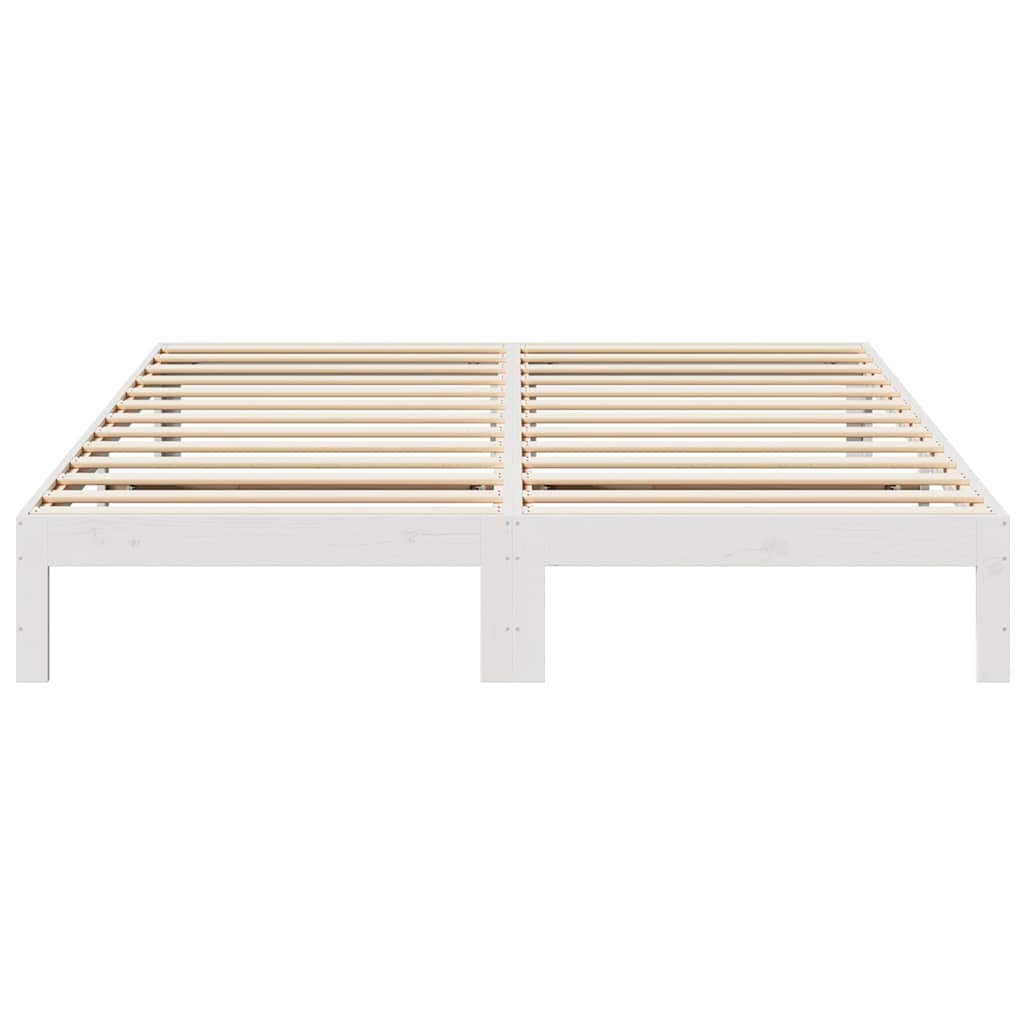 Bed Frame without Mattress Solid Wood Pine White 180 x 200 cm