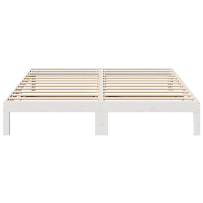 Bed Frame without Mattress Solid Wood Pine White 180 x 200 cm