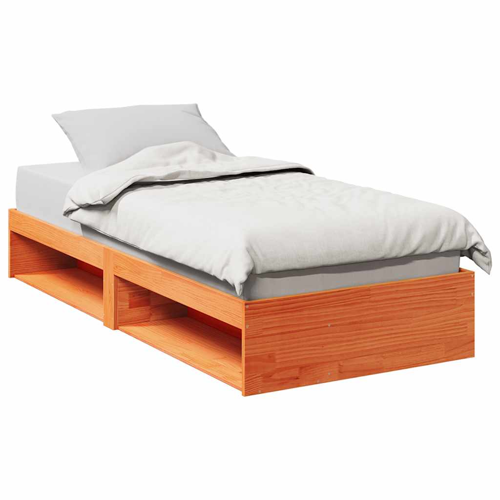 Day Bed without Mattress Solid Wood Pine Wax brown 90 cm 190 cm