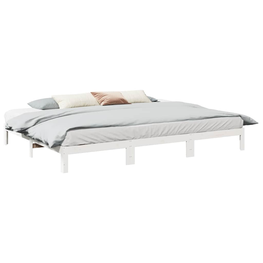Bed Frame without Mattress Solid Wood Pine White 270 x 200 cm