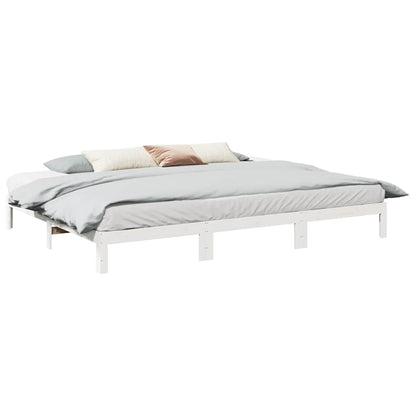 Bed Frame without Mattress Solid Wood Pine White 270 x 200 cm