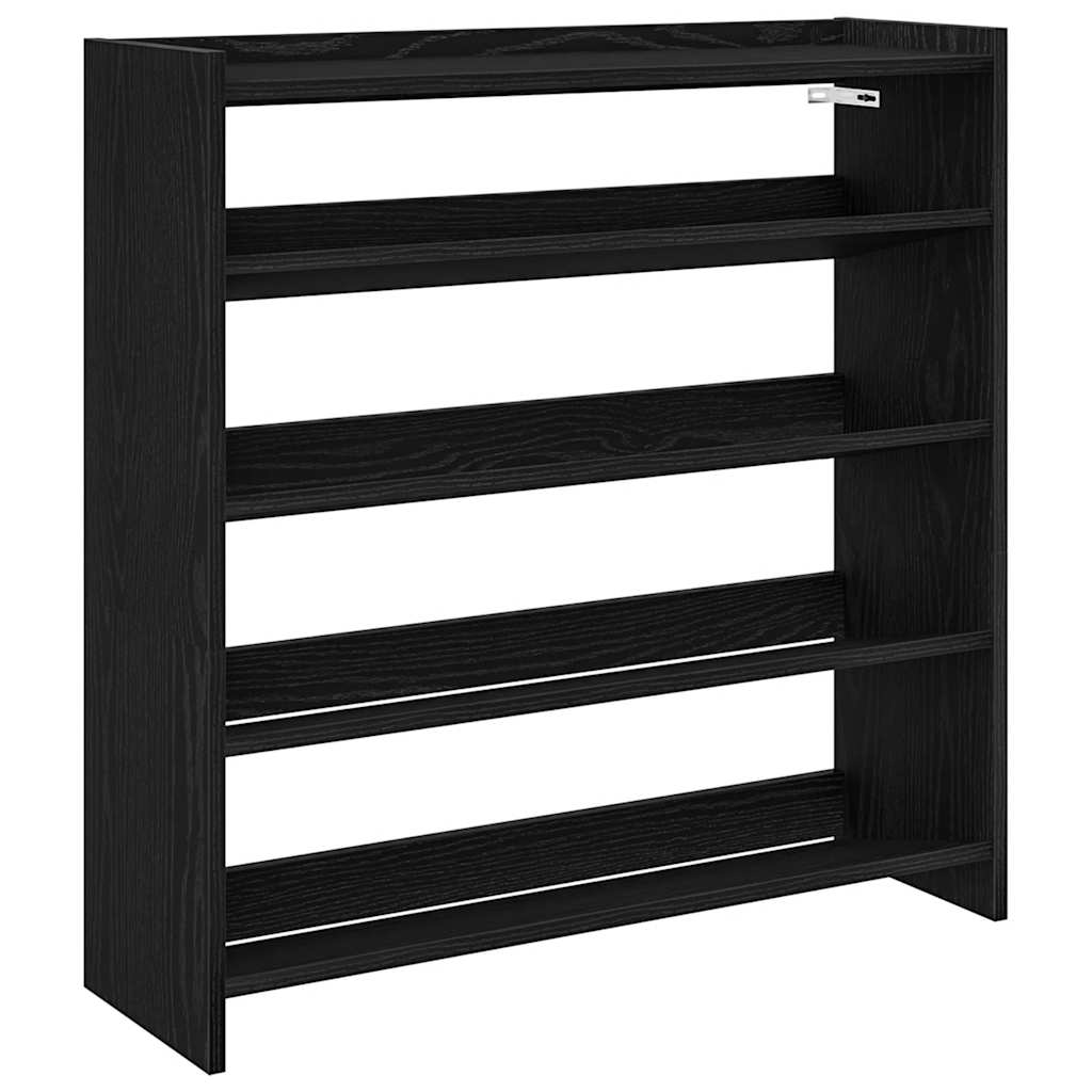 Shoe Rack 80x25x81 cm Engineered Wood Black