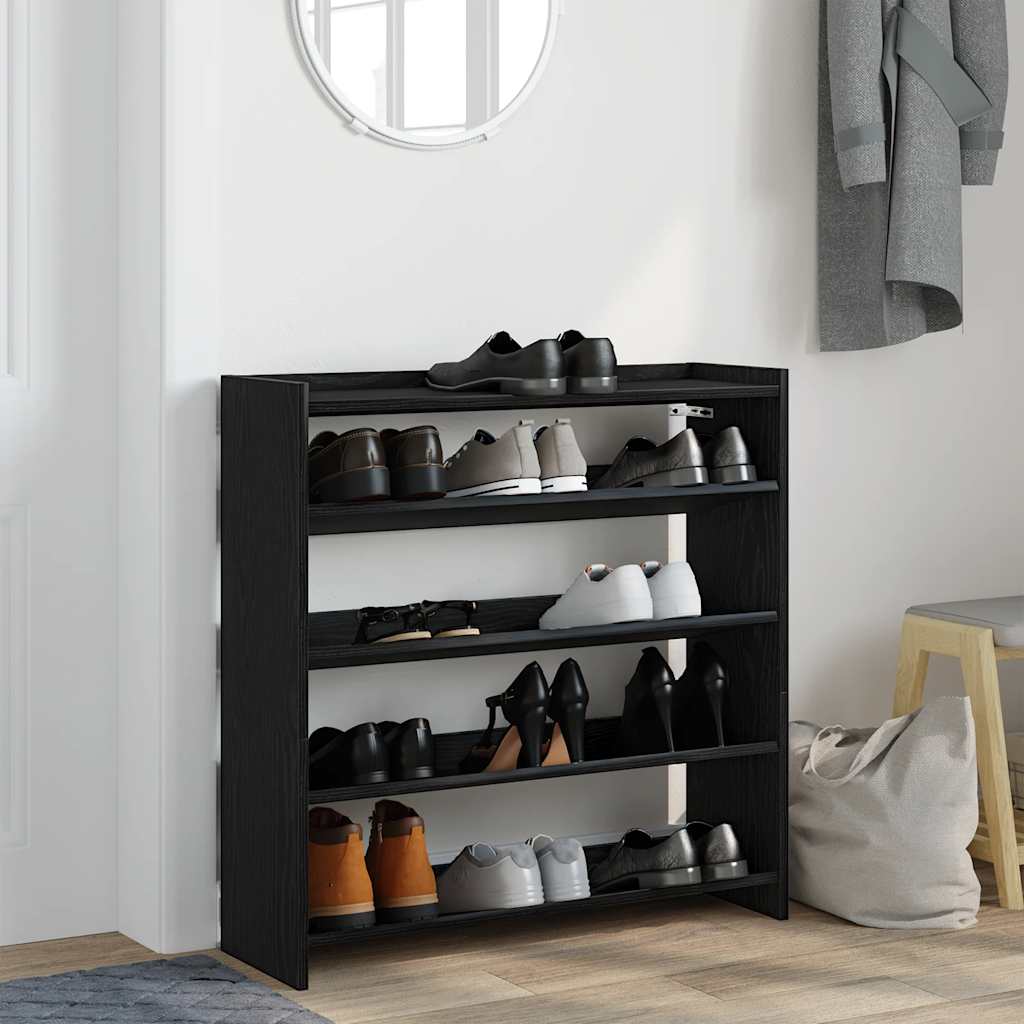 Shoe Rack 80x25x81 cm Engineered Wood Black