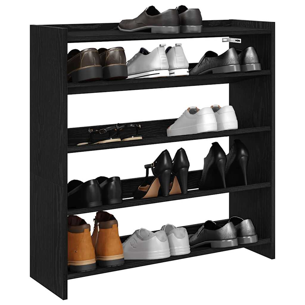 Shoe Rack 80x25x81 cm Engineered Wood Black