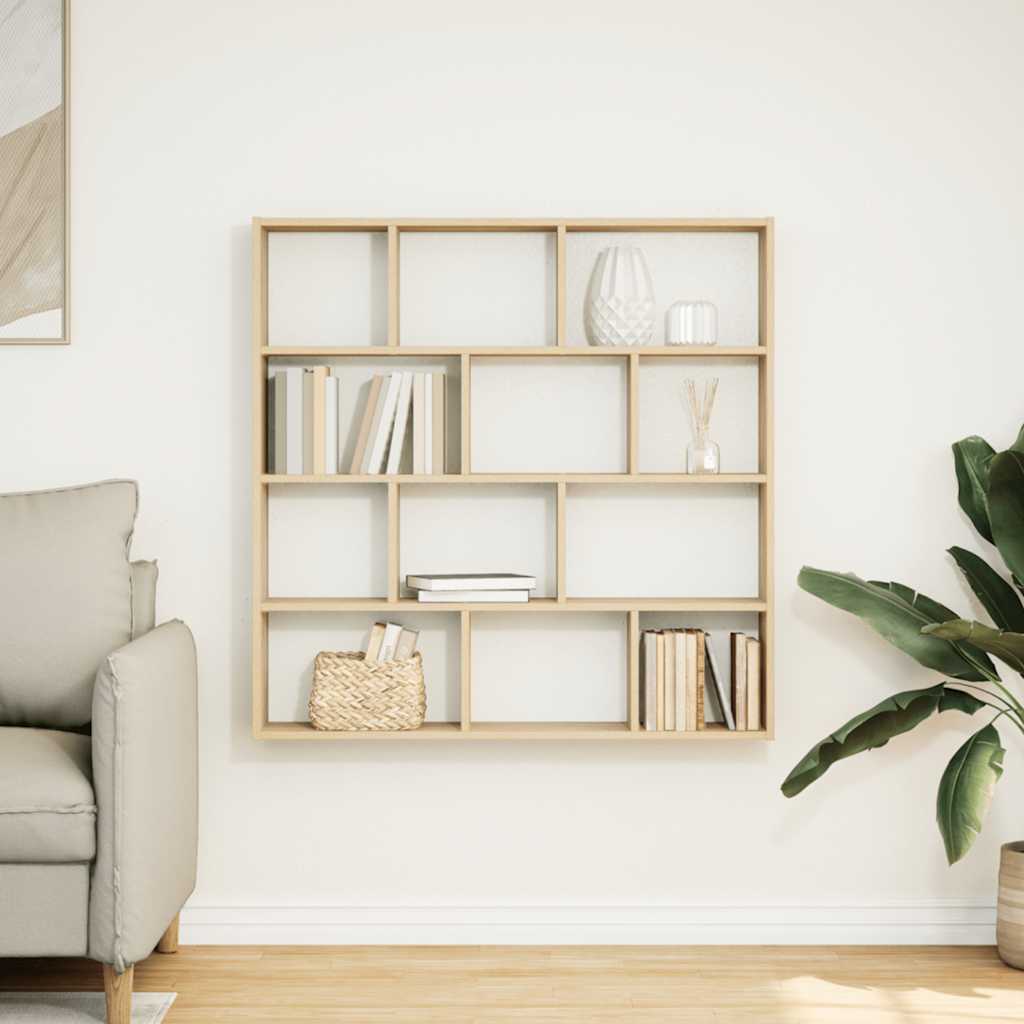 Wall Cube Shelf 12 Compartments Engineered Wood Sonoma oak
