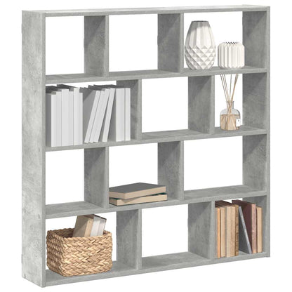 Wall Cube Shelf 12 Compartments Engineered Wood Concrete grey