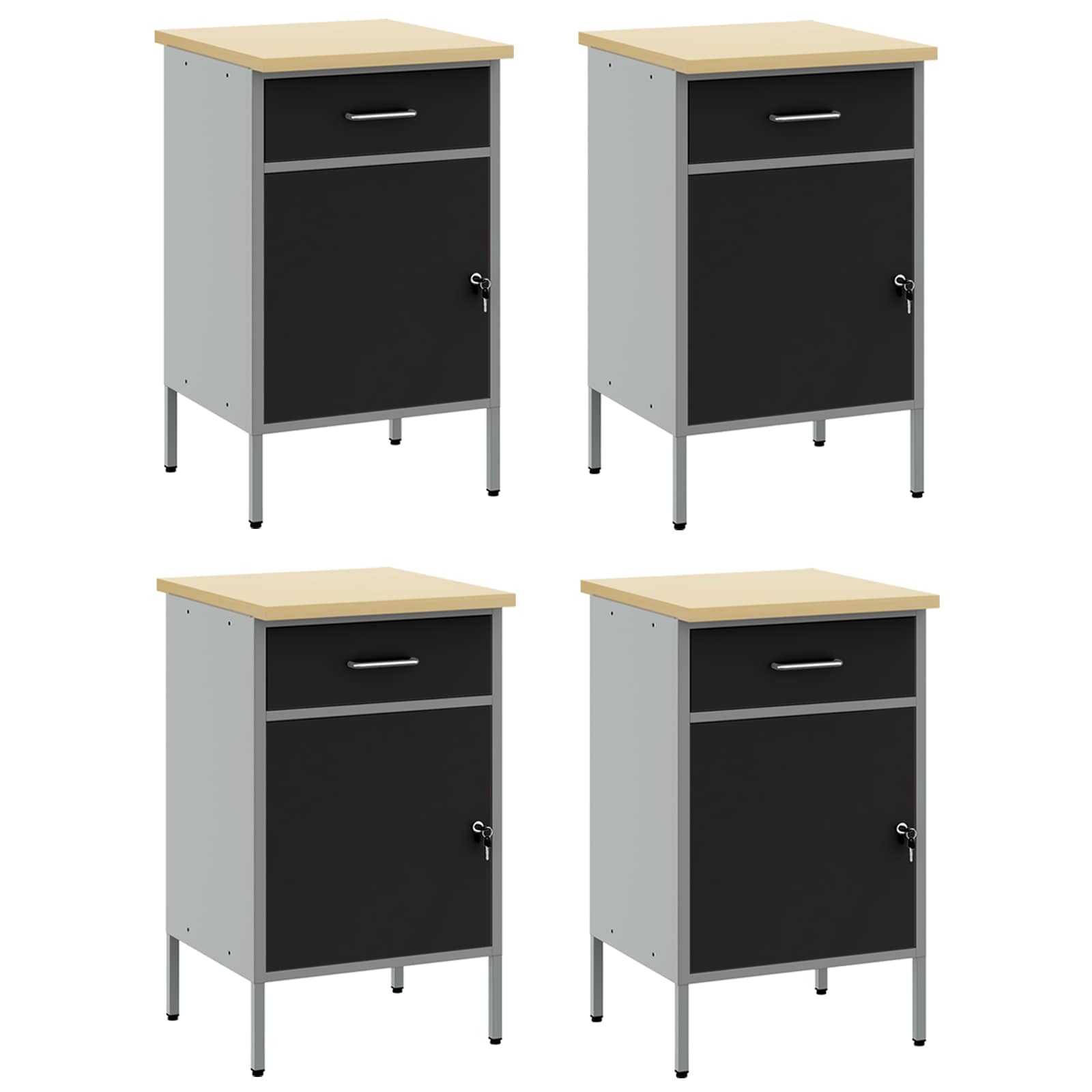 vidaXL Work Cabinet with Drawer 4 pcs Black and Grey 200 x 55 x 85 cm 5