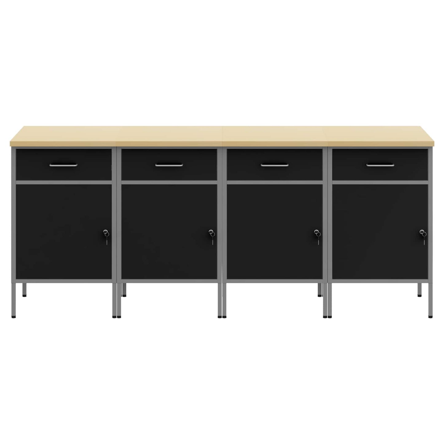 vidaXL Work Cabinet with Drawer 4 pcs Black and Grey 200 x 55 x 85 cm 6
