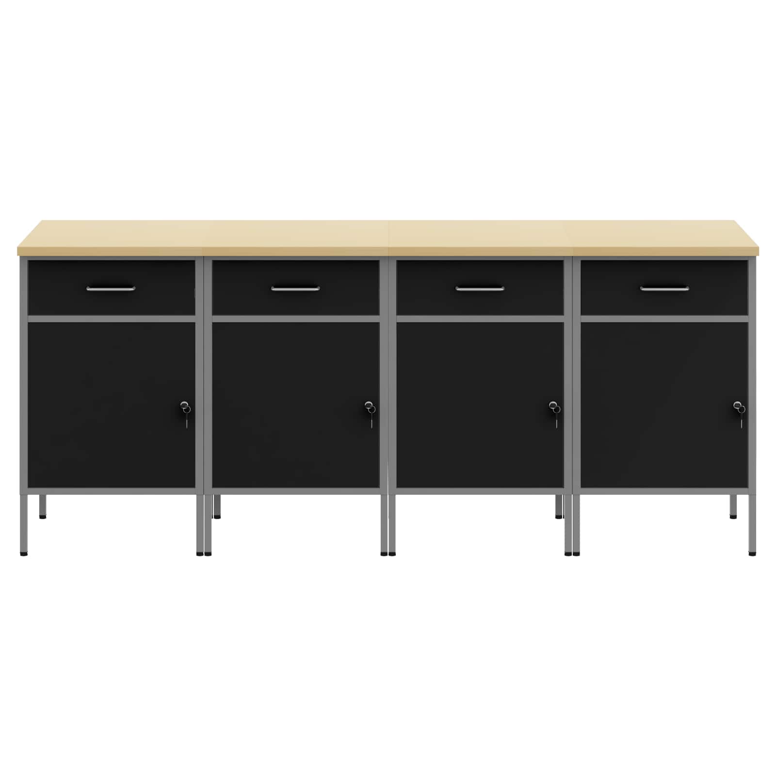 vidaXL Work Cabinet with Drawer 4 pcs Black and Grey 200 x 55 x 85 cm 6