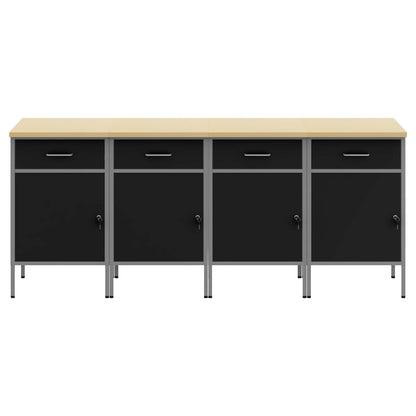 vidaXL Work Cabinet with Drawer 4 pcs Black and Grey 200 x 55 x 85 cm 6