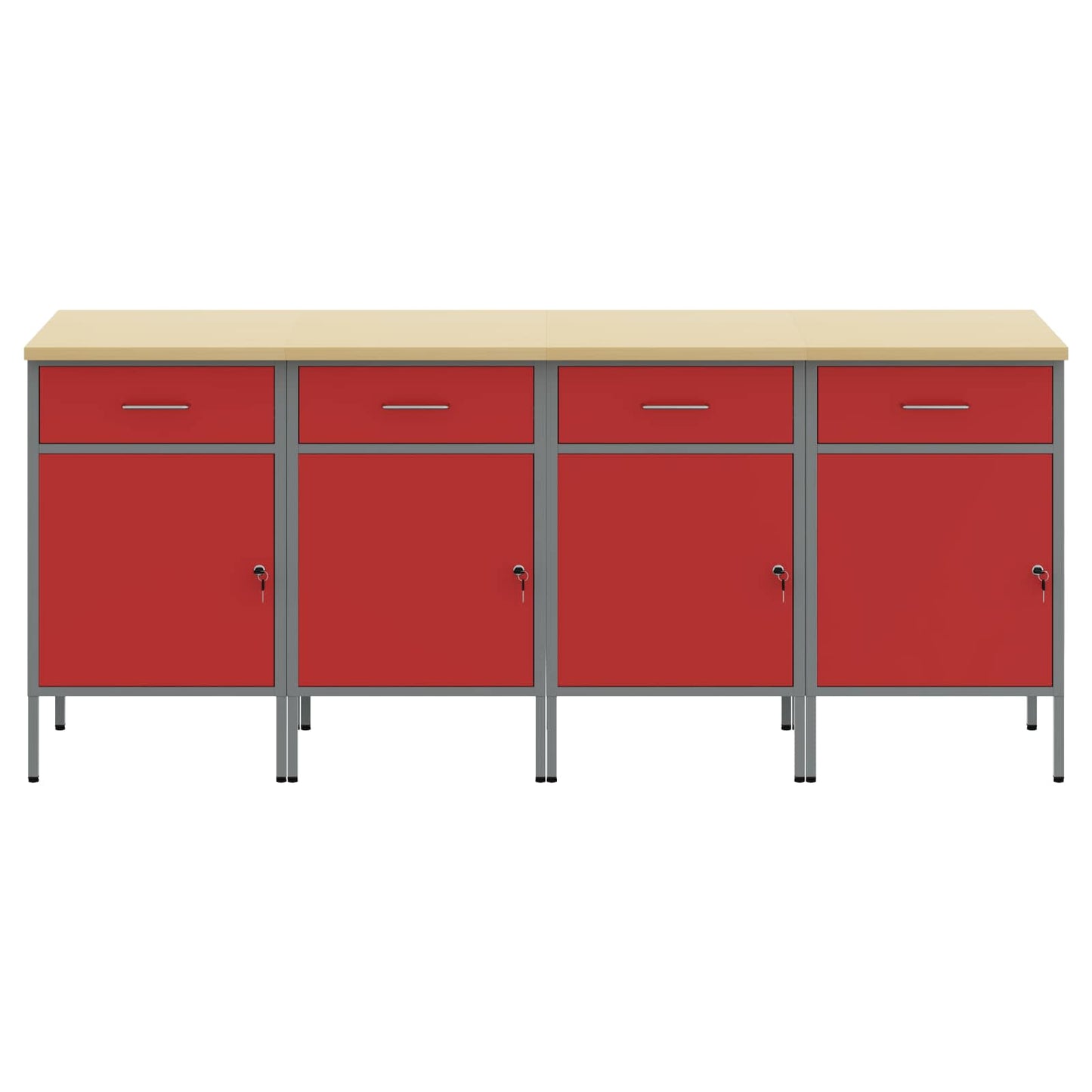 vidaXL Work Cabinet with Drawer 4 pcs Red and Grey 200 x 55 x 85 cm 3
