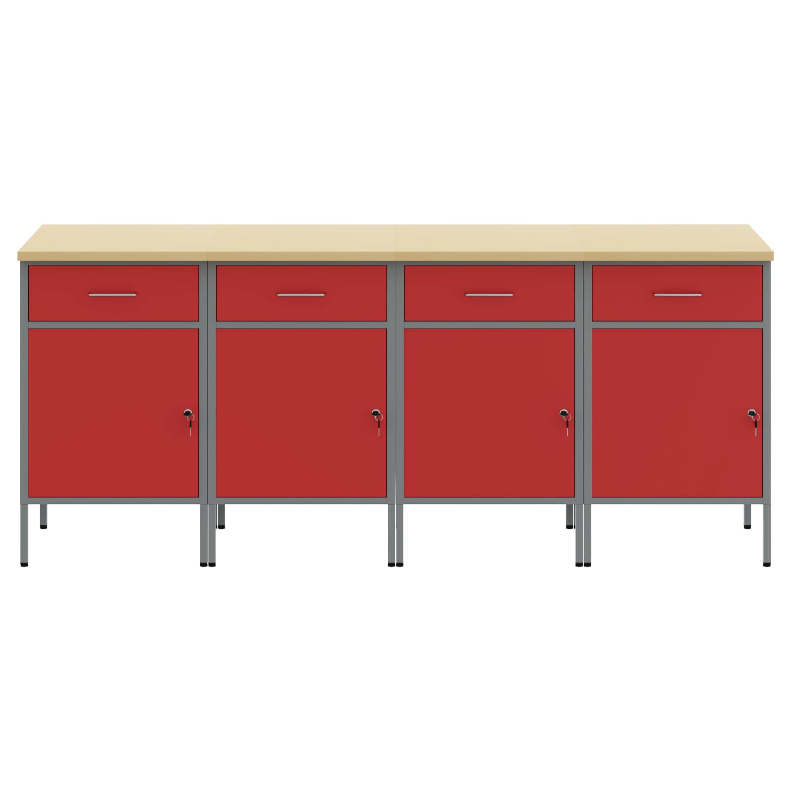 vidaXL Work Cabinet with Drawer 4 pcs Red and Grey 200 x 55 x 85 cm 3