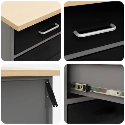 vidaXL Work Cabinet with Drawer 4 pcs Black and Grey 200 x 55 x 85 cm 5