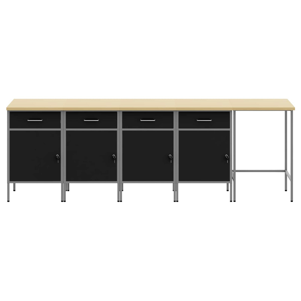 vidaXL Work Cabinet Set with Drawer with Storage 5 pcs Black and Grey 2