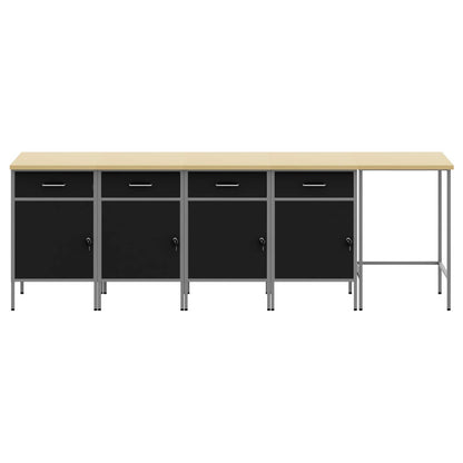 vidaXL Work Cabinet Set with Drawer with Storage 5 pcs Black and Grey 2