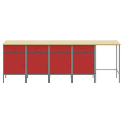 vidaXL Work Cabinet Set with Drawer with Storage 5 pcs Red and Grey 2