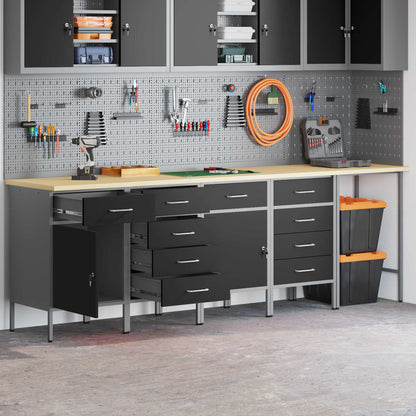 vidaXL Work Cabinet Set 5 pcs Black Steel and Engineered Wood 1