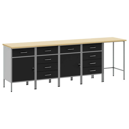 vidaXL Work Cabinet Set 5 pcs Black Steel and Engineered Wood 2