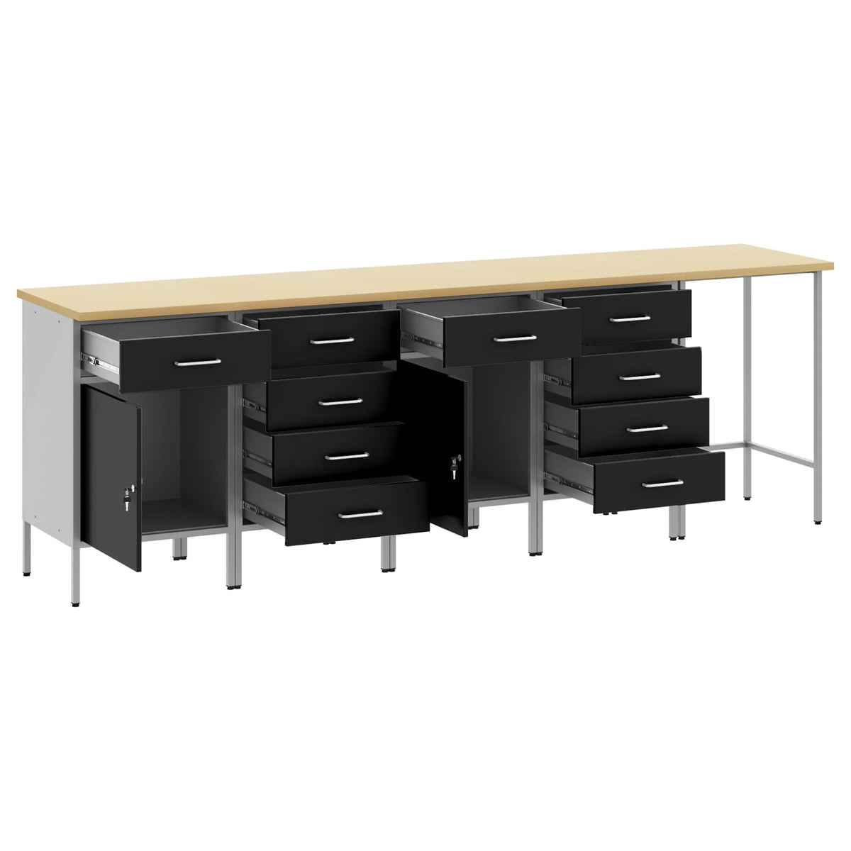 vidaXL Work Cabinet Set 5 pcs Black Steel and Engineered Wood 4