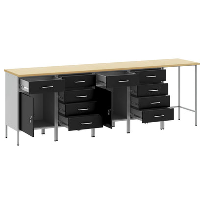 vidaXL Work Cabinet Set 5 pcs Black Steel and Engineered Wood 4