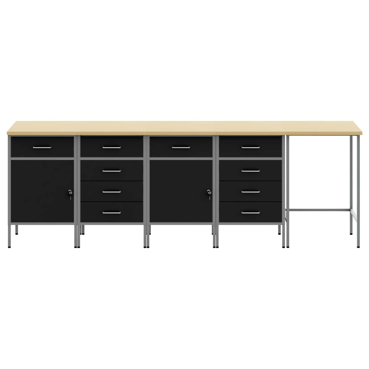 vidaXL Work Cabinet Set 5 pcs Black Steel and Engineered Wood 6