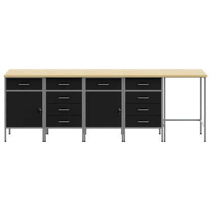 vidaXL Work Cabinet Set 5 pcs Black Steel and Engineered Wood 6