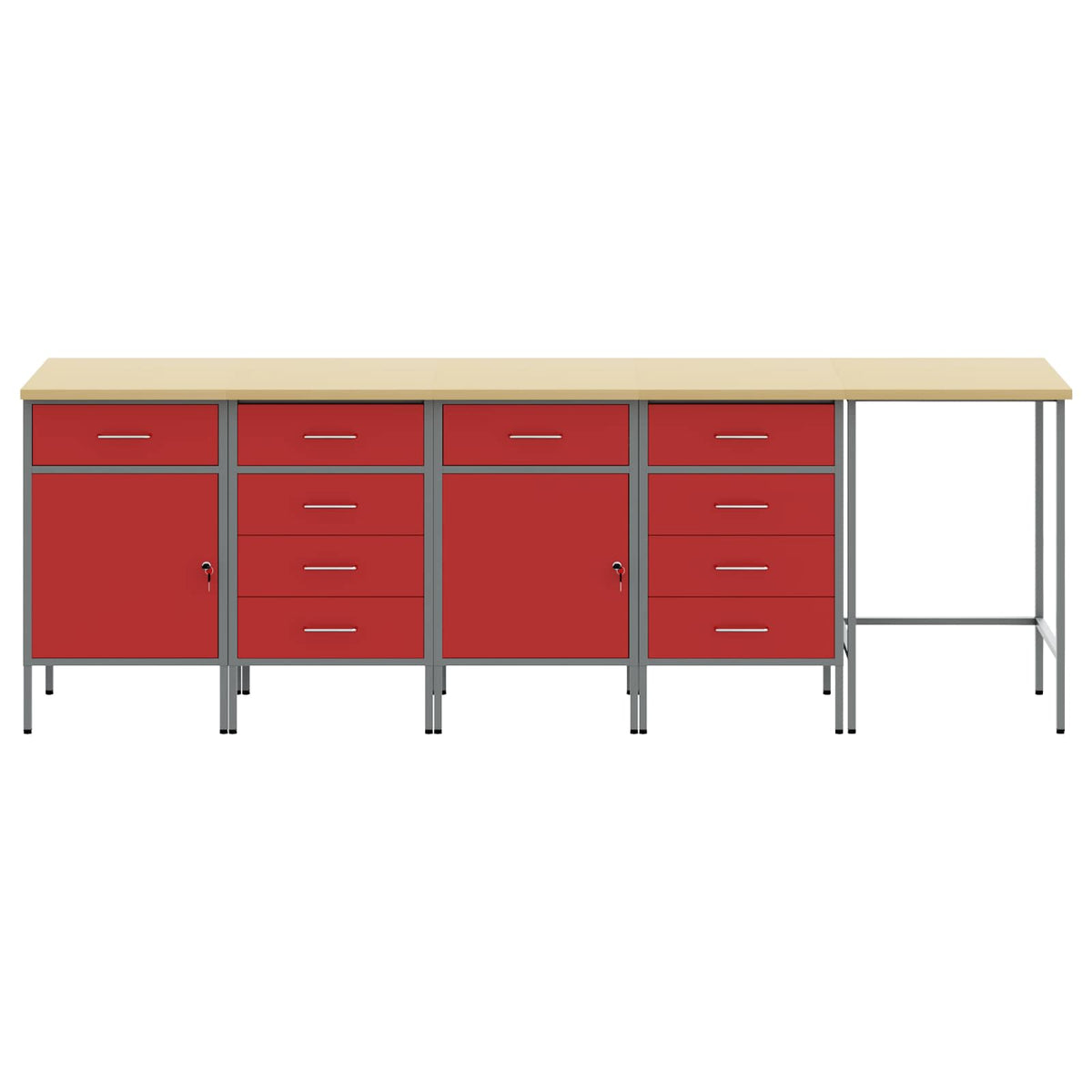 vidaXL Work Cabinet Set with Drawer with Storage 5 pcs Red and Grey 2