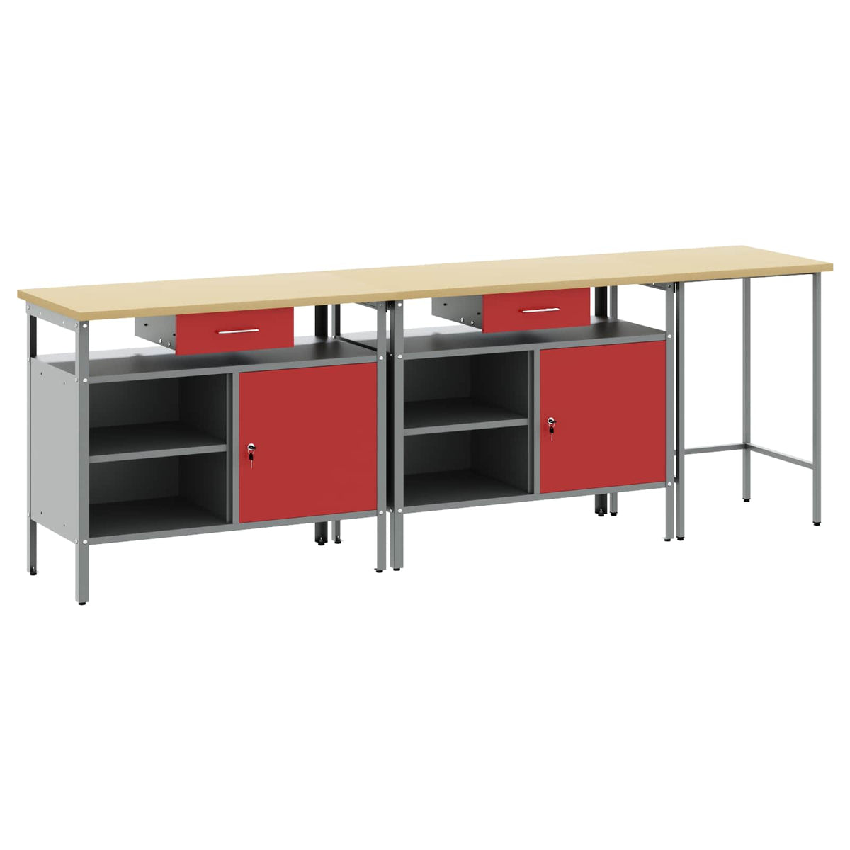 vidaXL Work Bench Set 3 pcs Black and Grey 255 x 55 x 85 cm Steel 2