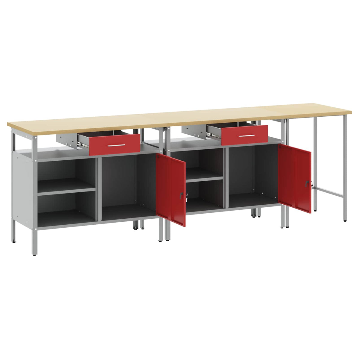vidaXL Work Bench Set 3 pcs Black and Grey 255 x 55 x 85 cm Steel 4