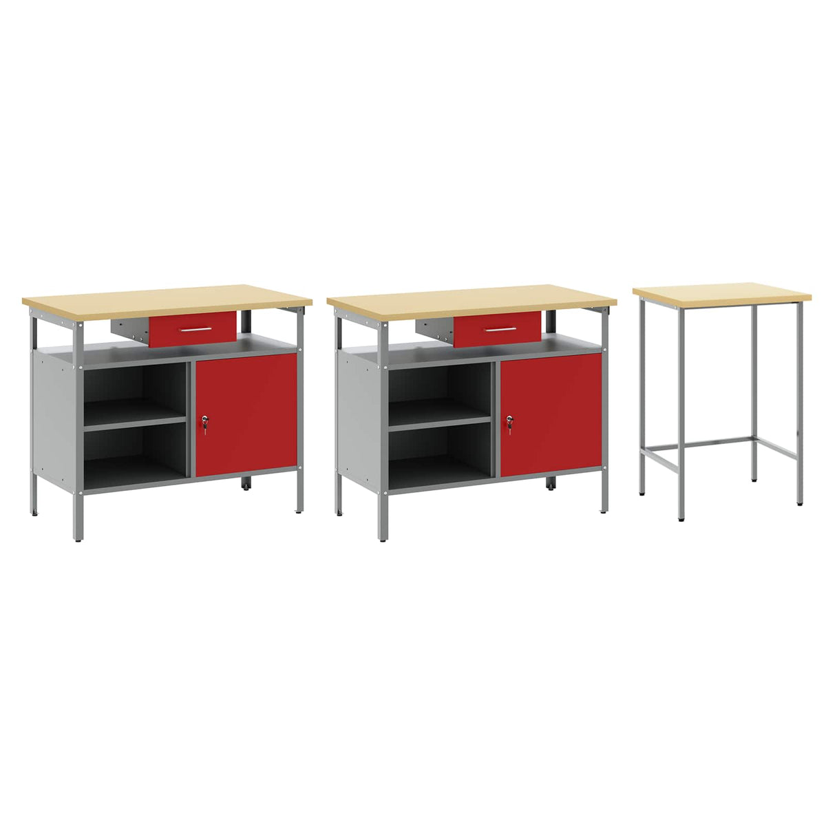 vidaXL Work Bench Set 3 pcs Black and Grey 255 x 55 x 85 cm Steel 5