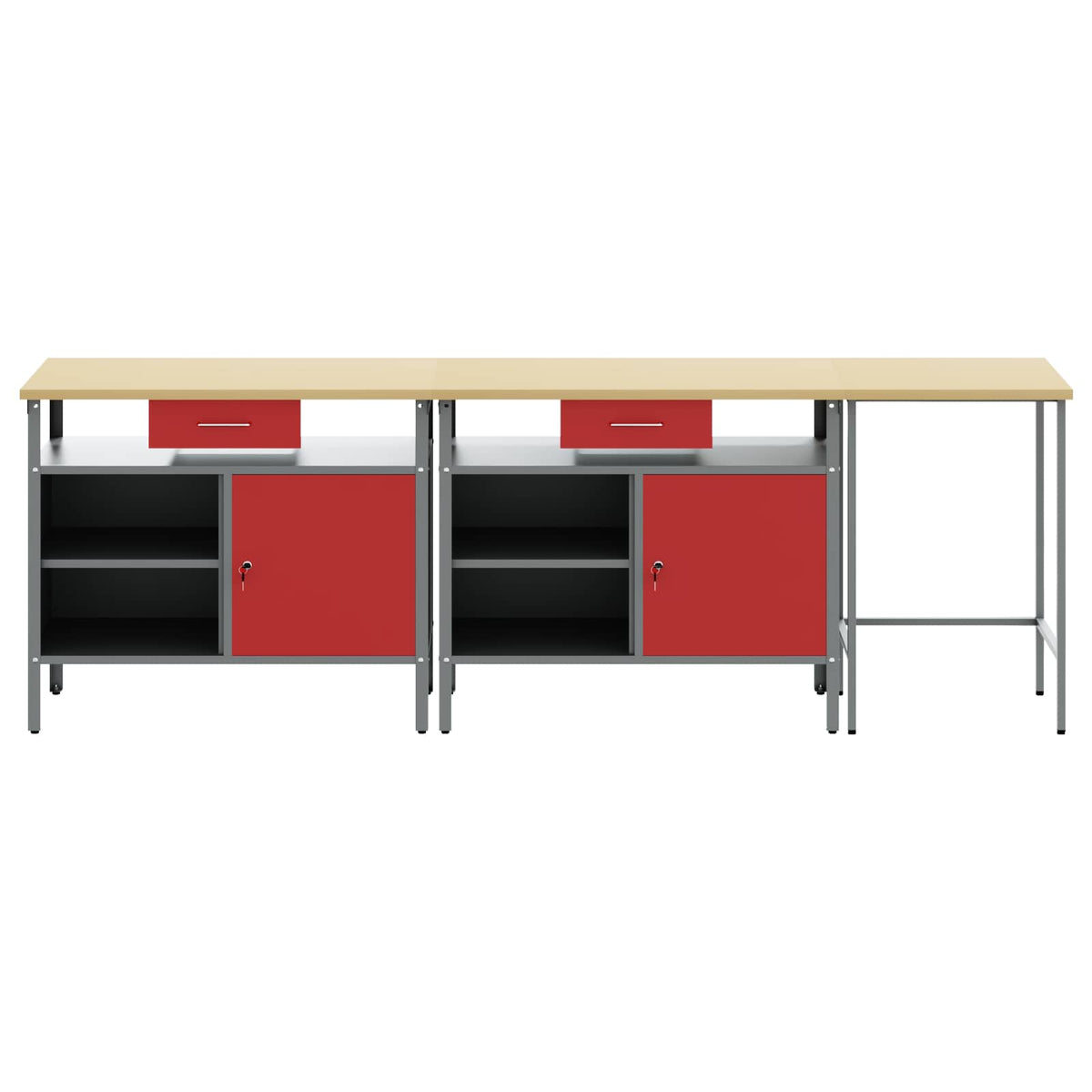 vidaXL Work Bench Set 3 pcs Black and Grey 255 x 55 x 85 cm Steel 6