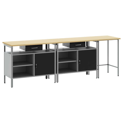 vidaXL Work Bench Set 3 pcs Red and Grey 255 x 55 x 85 cm Steel 2