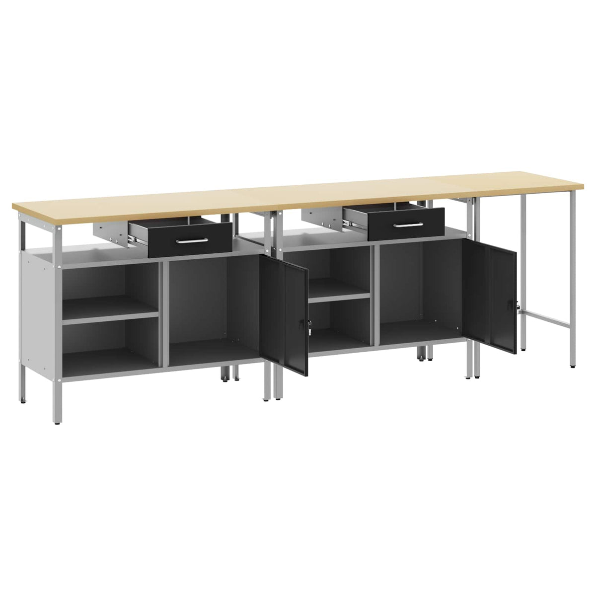 vidaXL Work Bench Set 3 pcs Red and Grey 255 x 55 x 85 cm Steel 4