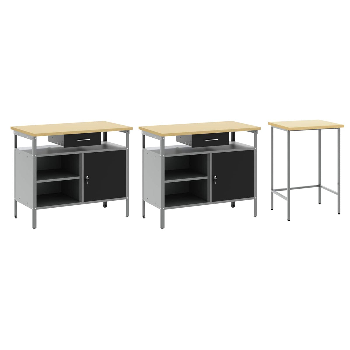 vidaXL Work Bench Set 3 pcs Red and Grey 255 x 55 x 85 cm Steel 5