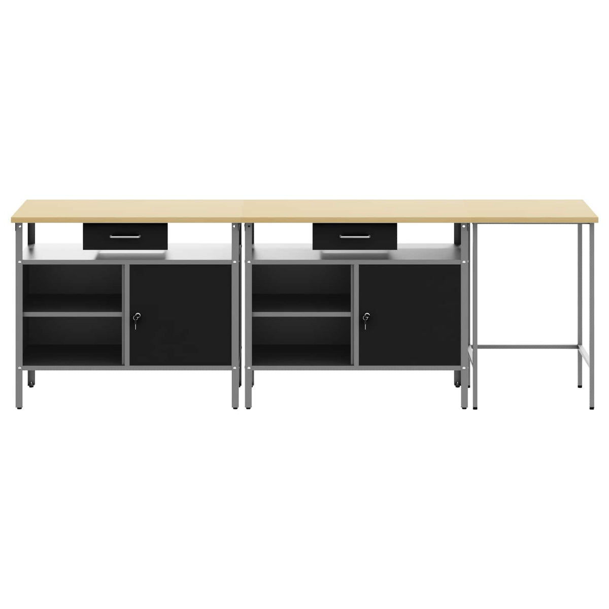 vidaXL Work Bench Set 3 pcs Red and Grey 255 x 55 x 85 cm Steel 6